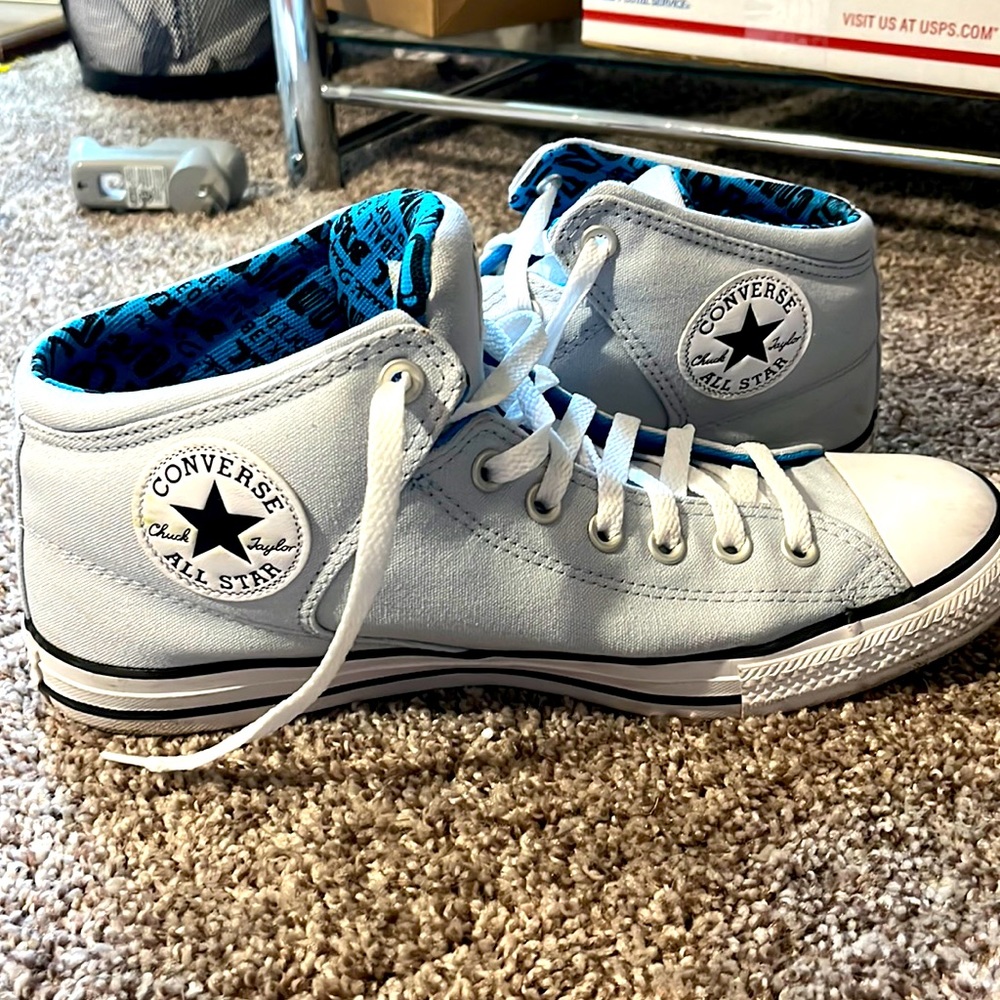 Powder blue Converse shoes, mint condition. Barley wore.